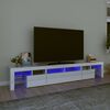 vidaXL Meuble TV avec lumi&egrave;res LED Blanc brillant 230x36,5x40 cm