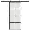 vidaXL Porte coulissante kit de quincaillerie noir 90x205 cm verre ESG