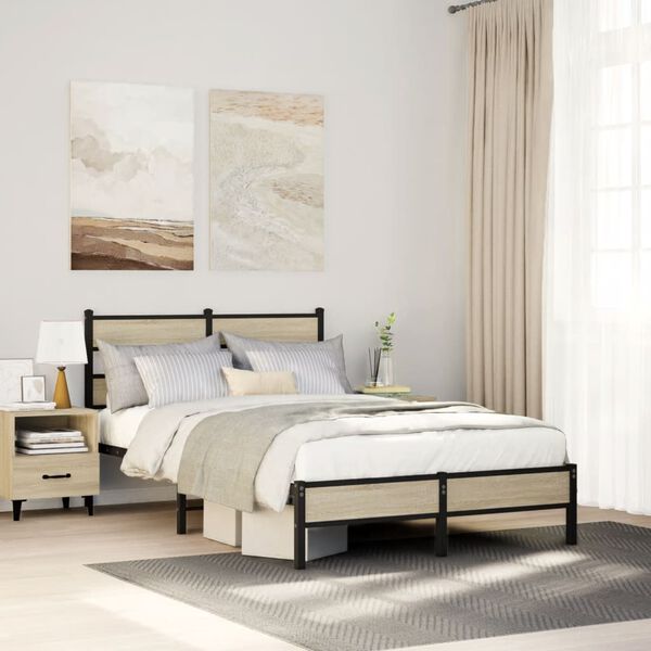 vidaXL Cadre de lit sans matelas ch&ecirc;ne sonoma 120x190 cm