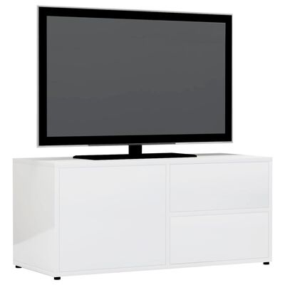 vidaXL Meuble TV Blanc brillant 80x34x36 cm Bois d'ingénierie