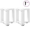vidaXL Pieds de table basse en T, 2 pi&egrave;ces, blanc, 30 x 25 x (30-31) cm, acier