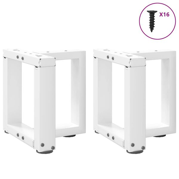 vidaXL Pieds de table basse en T, 2 pi&egrave;ces, blanc, 30 x 25 x (30-31) cm, acier