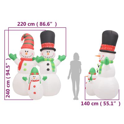 vidaXL Famille de bonhommes de neige gonflable avec LED 240 cm