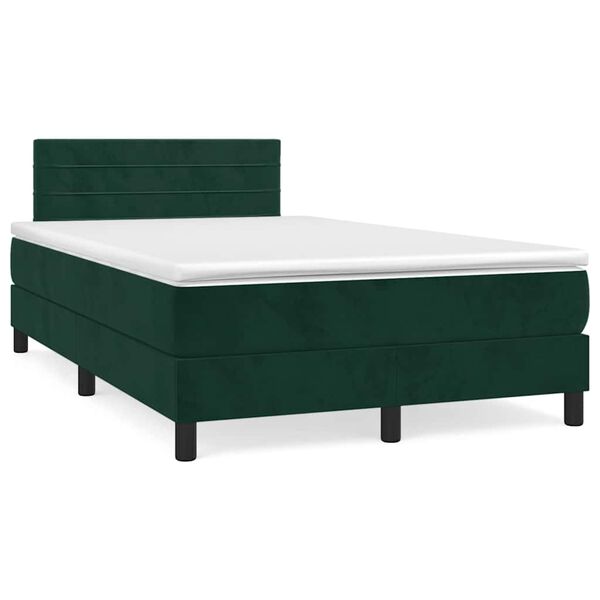 vidaXL Sommier &agrave; lattes de lit et matelas Vert fonc&eacute; 120x200cm Velours