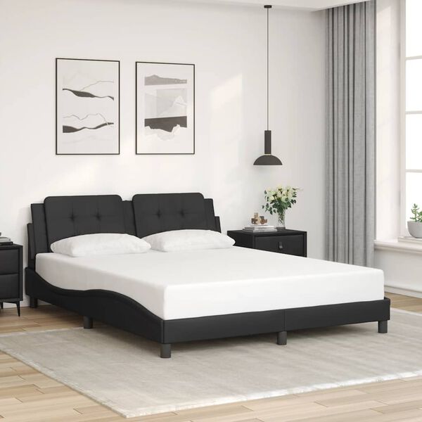 vidaXL Cadre de lit sans matelas Zadar noir 160x200 cm similicuir