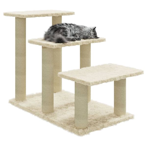 vidaXL Arbre &agrave; chat avec griffoirs en sisal Cr&egrave;me 50,5 cm