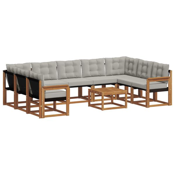 vidaXL Ensemble de canap&eacute;s d'ext&eacute;rieur 10 pcs Gris Naturel et Clair