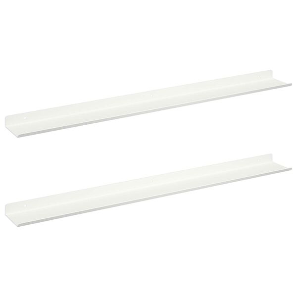 vidaXL &Eacute;tag&egrave;re flottante 2 pcs Blanc 80 x 9 x 2,5 cm Acier