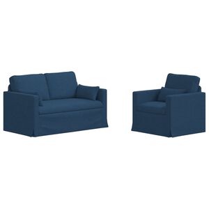 vidaXL Ensemble de Canap&eacute;s 2 pc Bleu tissu