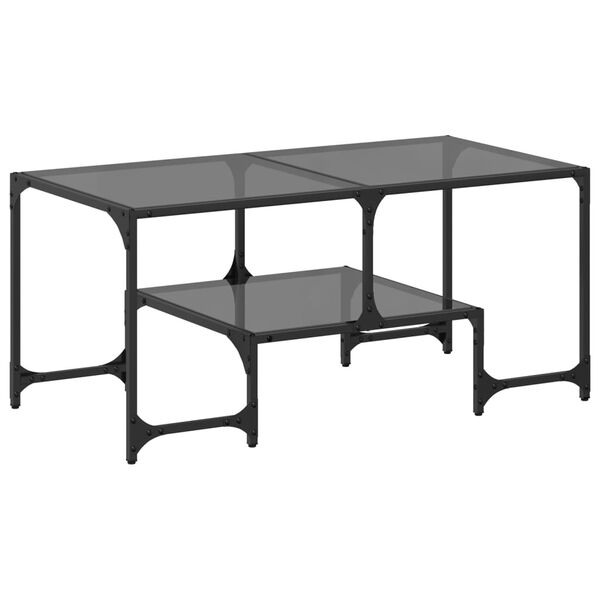 vidaXL Table basse avec dessus en verre noir 98,5x50x45 cm acier