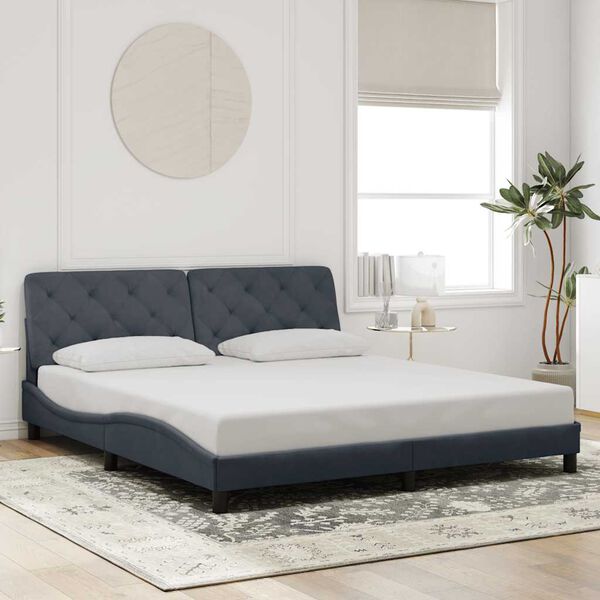 vidaXL Cadre de lit sans matelas gris fonc&eacute; 200x200 cm velours
