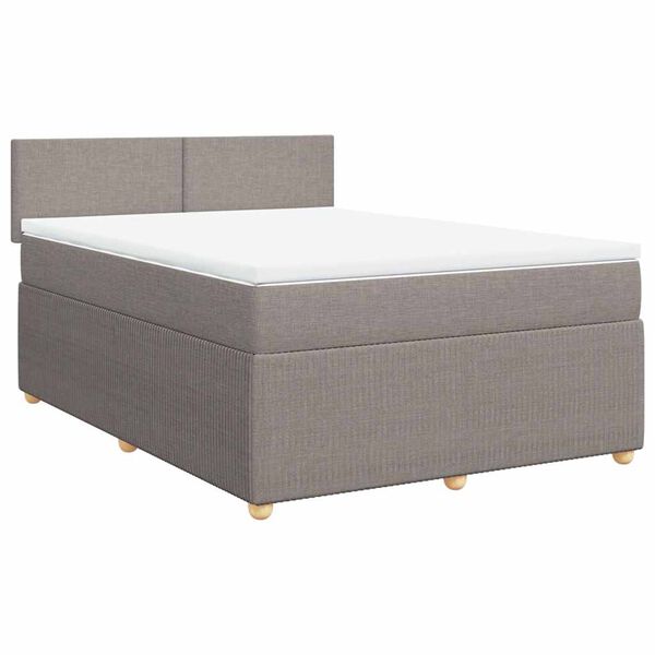 vidaXL Sommier &agrave; lattes de lit avec matelas Taupe 140x200 cm Tissu