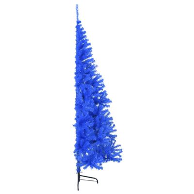 vidaXL Demi sapin de Noël artificiel avec support Bleu 180 cm PVC