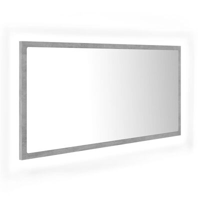 vidaXL Miroir à LED de salle de bain Gris béton 90x8,5x37 cm Aggloméré