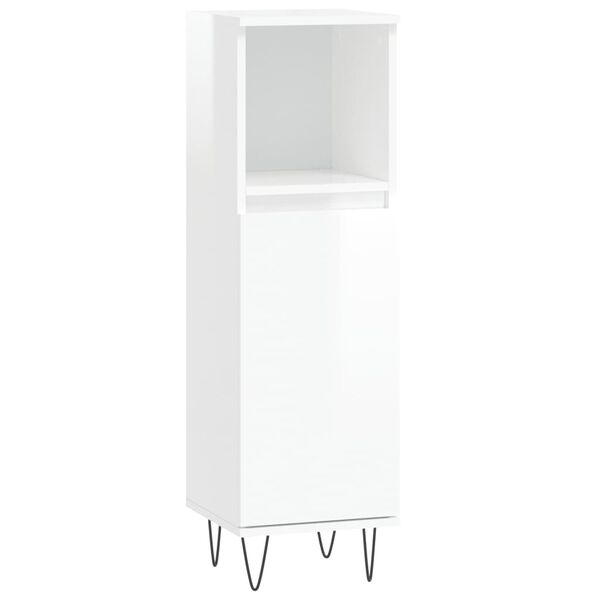 vidaXL Armoire de salle de bain blanc brillant 30x30x100 cm
