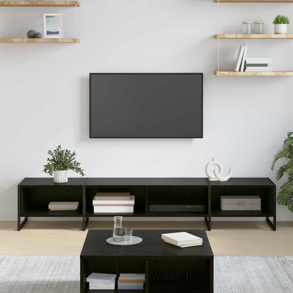 vidaXL Meuble TV Ch&ecirc;ne noir 170,5 x 36 x 30,5 cm Bois d'ing&eacute;nierie