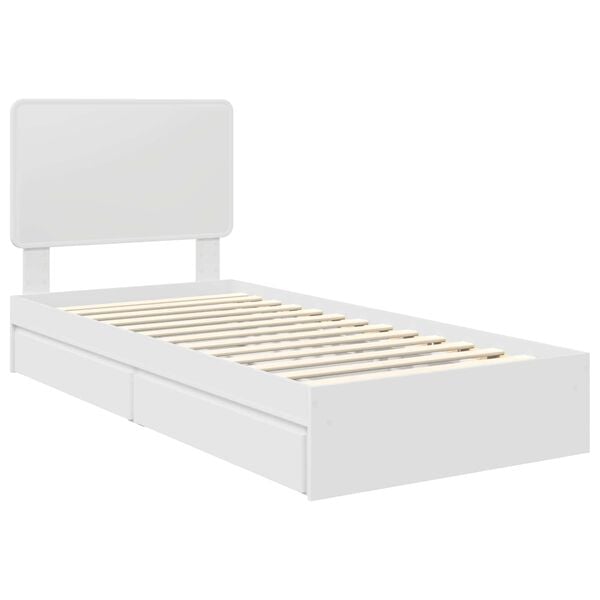 vidaXL Lit de Rangement Blanc 90 x 190 cm Bois d'ingénierie