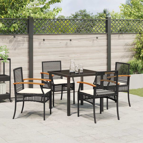 vidaXL Ensemble de salle &agrave; manger pour jardin 5 pcs Noir polyrotin