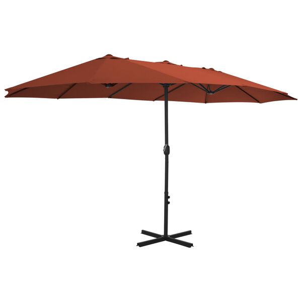 vidaXL Parasol d'ext&eacute;rieur avec poteau en aluminium terre cuite