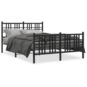 vidaXL Cadre de lit m&eacute;tal sans matelas avec pied de lit noir 120x190cm