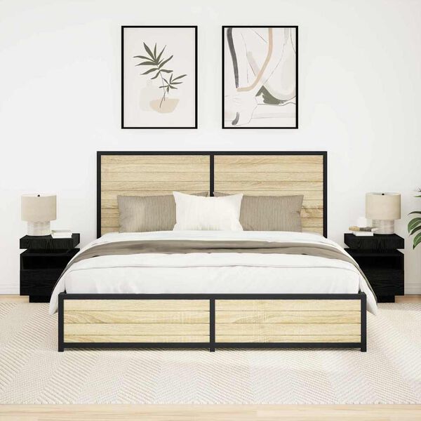 vidaXL Cabinet de Chevet 2 pcs Chêne noir 40 x 39 x 48.5 cm