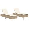 vidaXL Chaises longues avec coussins lot de 2 beige r&eacute;sine tress&eacute;e