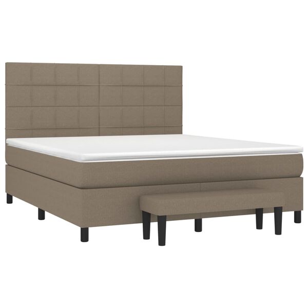 vidaXL Sommier &agrave; lattes de lit avec matelas Taupe 160x200 cm Tissu