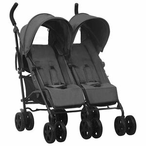 vidaXL Poussette &agrave; deux places Anthracite Acier