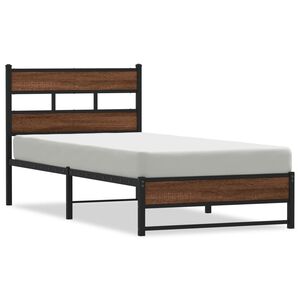 vidaXL Cadre de lit en m&eacute;tal sans matelas ch&ecirc;ne marron 90x190 cm