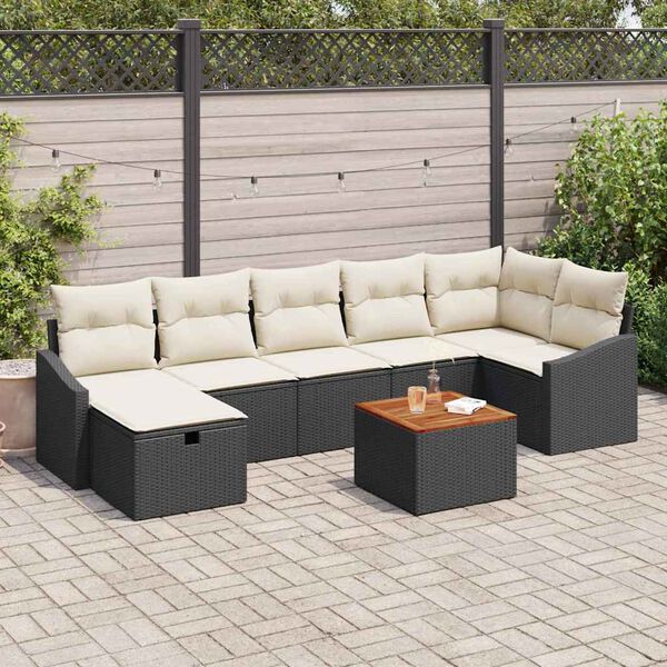 vidaXL Ensemble de canap&eacute; de jardin 8 pcs Noir Poly rotin