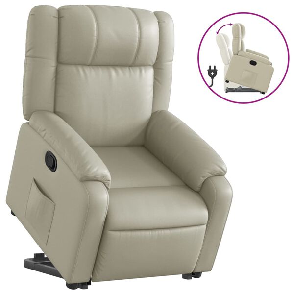 vidaXL Fauteuil inclinable Crème Similicuir