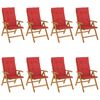 vidaXL Fauteuils pliants inclinables avec coussins 8 pcs teck massif