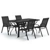 vidaXL Ensemble &agrave; manger de jardin 5 pcs Noir