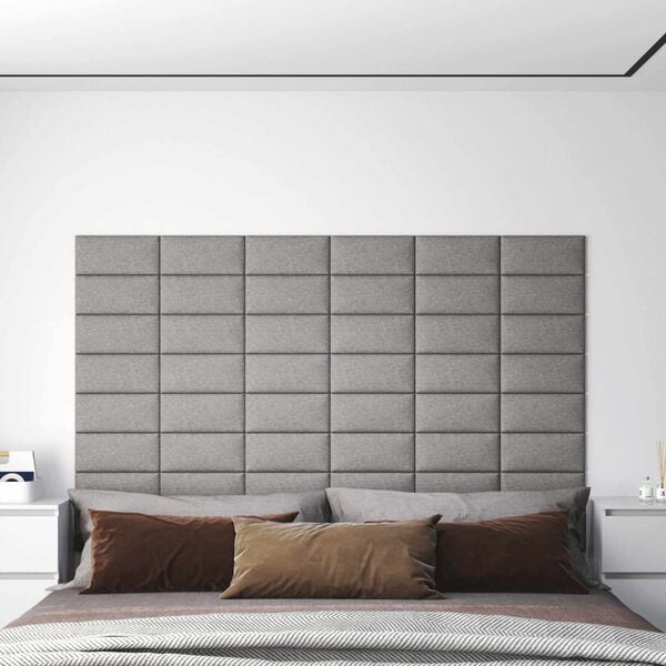 vidaXL T&ecirc;te de lit murale 12 pcs Gris clair 30 x 15 cm tissu