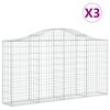 vidaXL Paniers &agrave; gabions arqu&eacute;s 3 pcs 200x30x100/120 cm Fer galvanis&eacute;