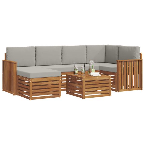 vidaXL Ensembles de canap&eacute;s avec coussin 7 pcs Gris Naturel et Clair