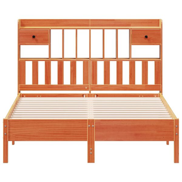 vidaXL Lit biblioth&egrave;que sans matelas cire marron 140x190 cm pin massif