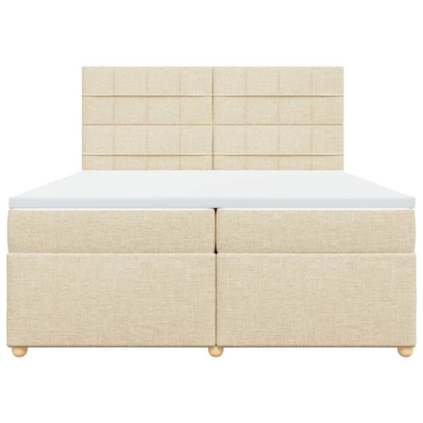 vidaXL Sommier &agrave; lattes de lit avec matelas Cr&egrave;me 200x200 cm Tissu