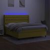 vidaXL Sommier &agrave; lattes de lit matelas et LED Vert 160x200 cm Tissu