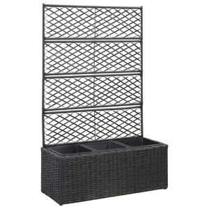 vidaXL Jardini&egrave;re en treillis 3 pots 83x30x130 cm r&eacute;sine tress&eacute;e noir