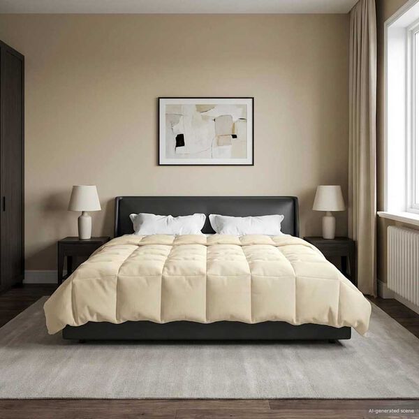 vidaXL Duvet d'hiver Matelass&eacute; Cr&egrave;me 220 x 260 cm Microfibre