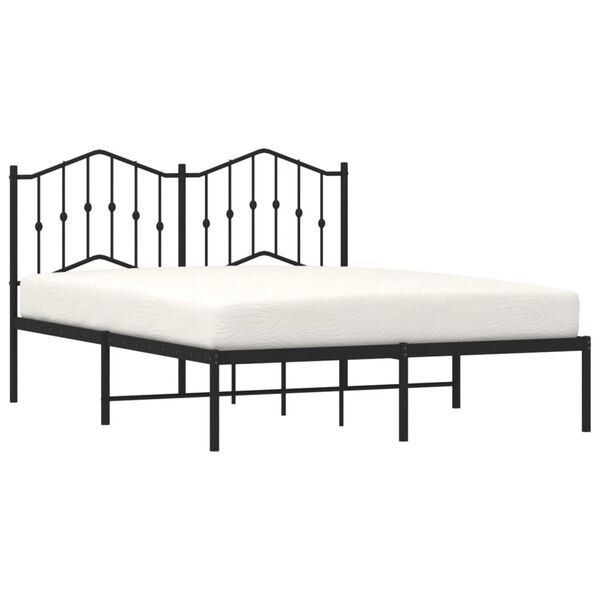 vidaXL Cadre de lit m&eacute;tal sans matelas avec t&ecirc;te de lit noir 140x190cm