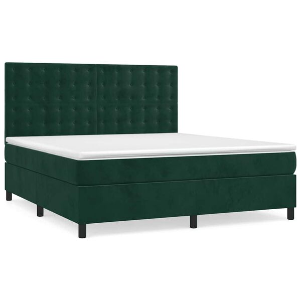 vidaXL Sommier &agrave; lattes de lit et matelas Vert fonc&eacute; 180x200cm Velours