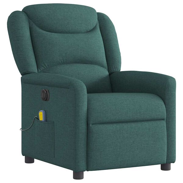 vidaXL Fauteuil de massage inclinable électrique Vert foncé Tissu