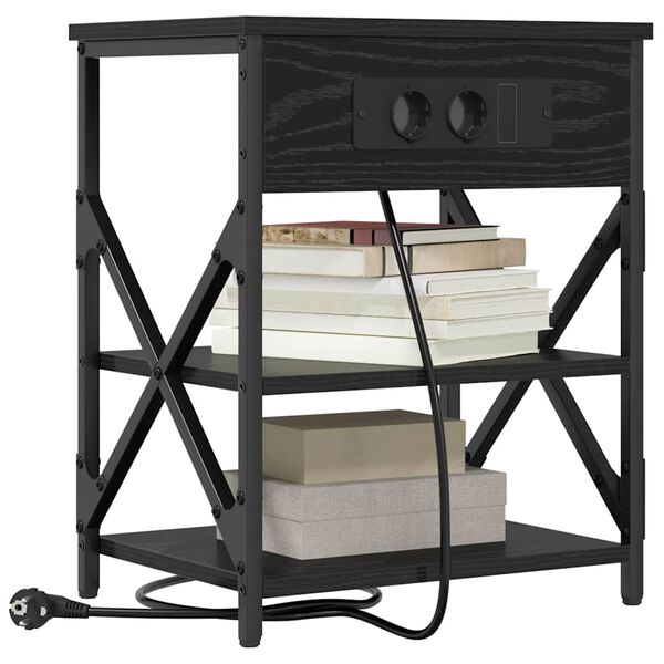 vidaXL Cabinet de chevet Ch&ecirc;ne noir 41 x 31 x 51 cm Bois d'ing&eacute;nierie