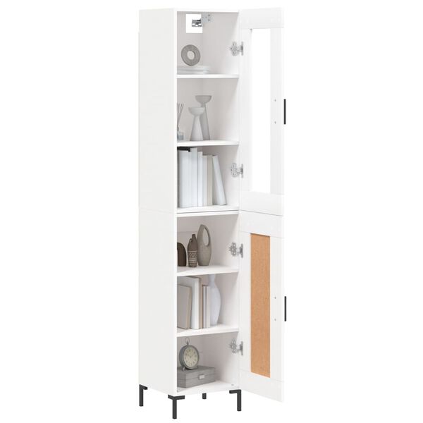 vidaXL Buffet haut Blanc 34,5x34x180 cm Bois d'ing&eacute;nierie