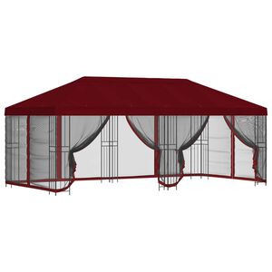 vidaXL Gazebo avec murs lat&eacute;raux 6 x 3 m Bordeaux Polyester et Acier