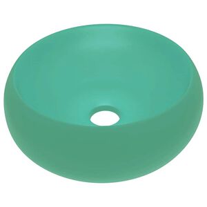 vidaXL Lavabo rond de luxe Vert clair mat 40x15 cm C&eacute;ramique