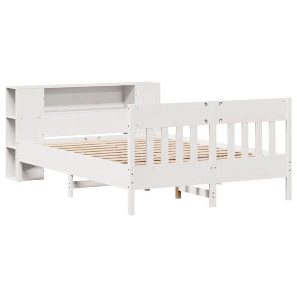 vidaXL Lit bibliothèque sans matelas blanc 160x200 cm bois pin massif