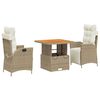 vidaXL Ensemble &agrave; manger de jardin et coussins 3 pcs Beige poly rotin